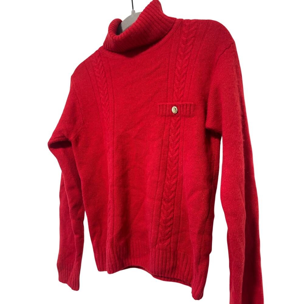 Vintage SK & Company Women's Red Angora Wool Turtleneck Sweater M - Picture 3 of 9